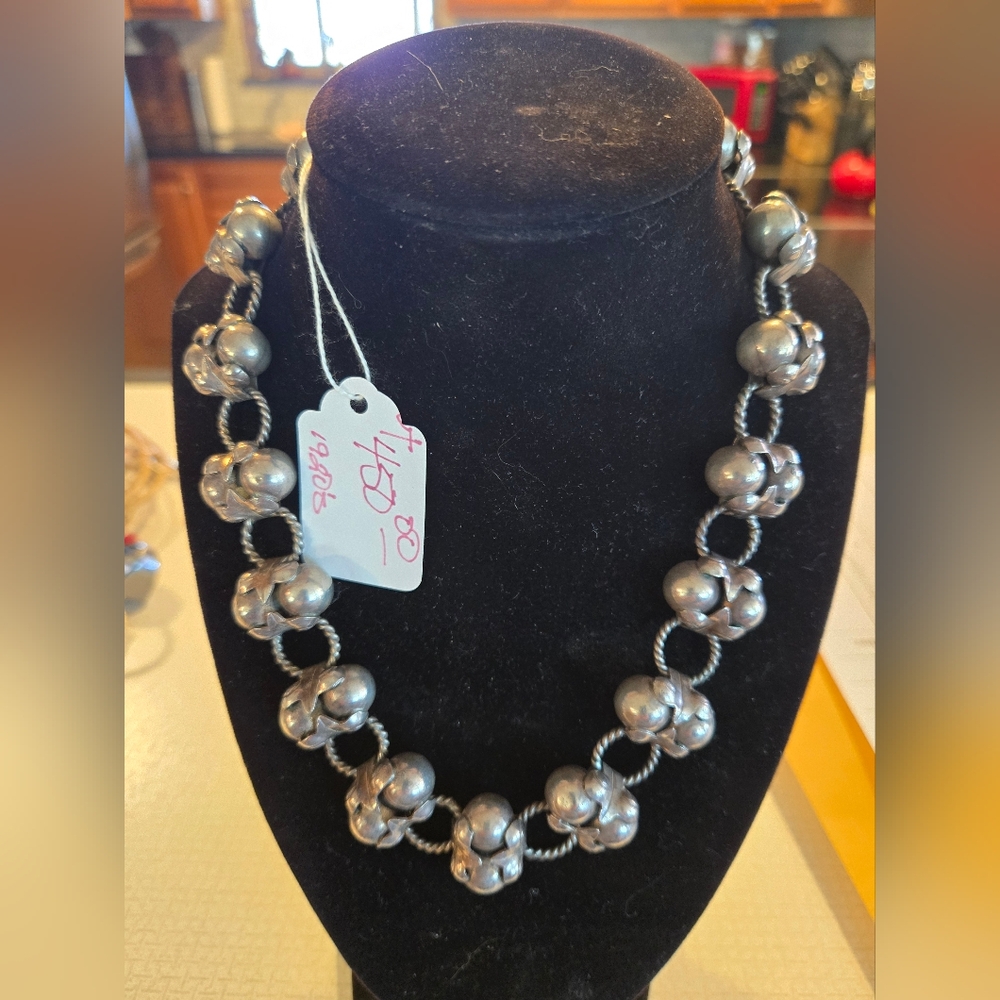 Antique Sterling Flower Necklace